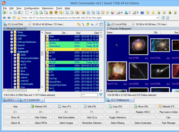 Aceasta este o captură de ecran a unuia dintre cele mai bune programe Windows pentru gestionarea fișierelor. Se numește MultiCommander