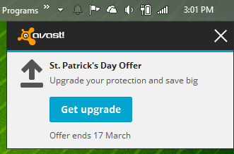 Avast - pop-up upgrade-uri