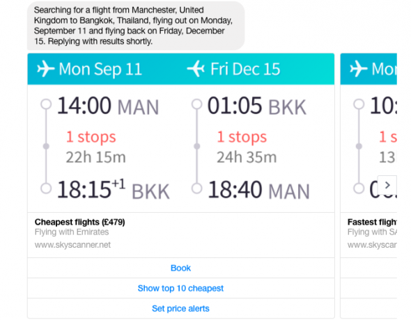 skyscanner de bot de mesagerie facebook