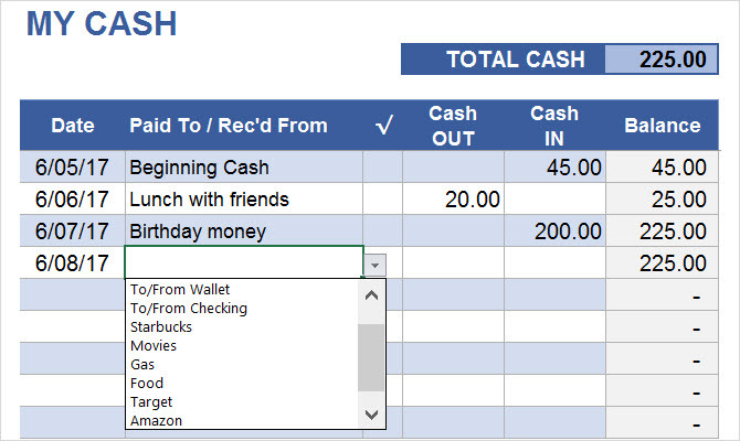 foaie de calcul tracker de bani