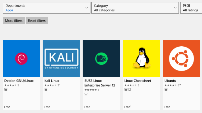 Aplicații distro Linux în Windows Store