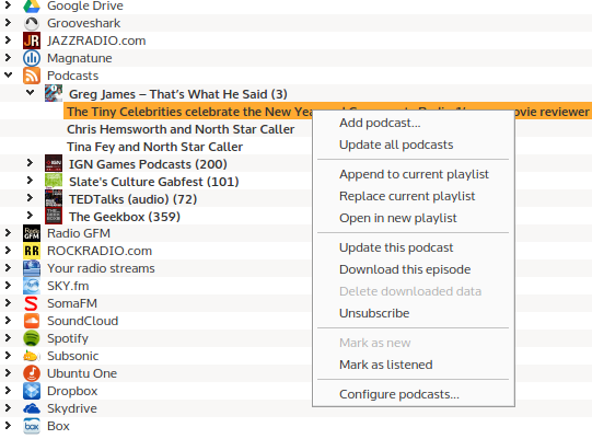 linux-podcast-tools-Clementine-gestionez-podcast-uri