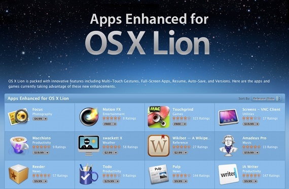 „Aplicații îmbunătățite pentru OS X Lion” primesc tratament special în App Store [Știri] lionapp