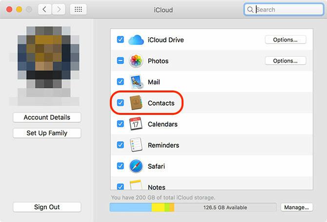 Contacte iCloud