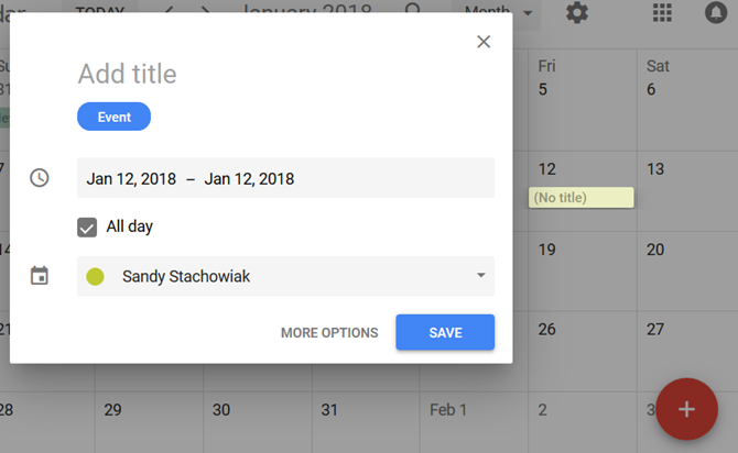 jurnal personal Google Calendar