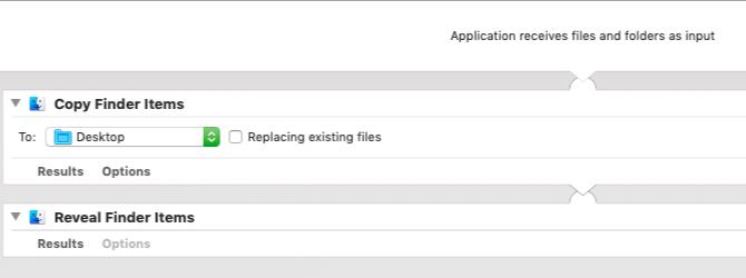 Aplicația Automator pentru a copia anumite elemente în folderul desemnat de pe Mac