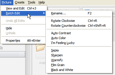 Picasa - Editează loturi Fotografii
