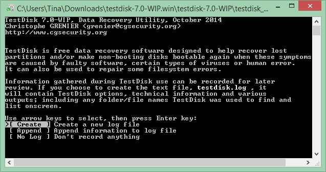 Aceasta este o captură de ecran a unuia dintre cele mai bune programe Windows numite TestDisk