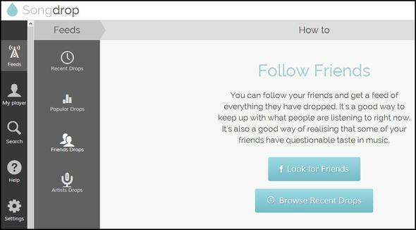 Songdrop: serviciul tău gratuit și preferat de salvare a melodiilor despre care nici măcar nu știai până acum Songdrop feeds Prieteni drops urmărește prietenii