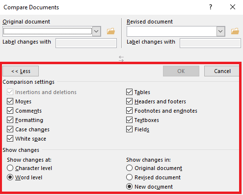 microsoft word compara documente avansate