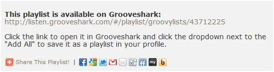 redactează listele de redare la grooveshark