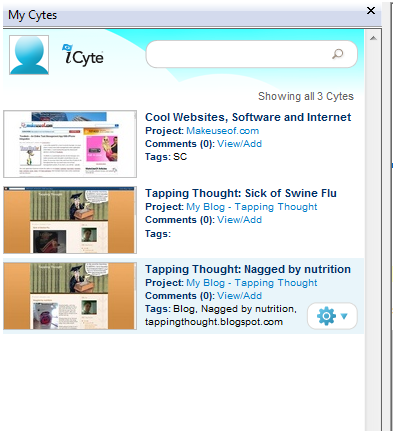 iCyte: Capturați pagini web și evidențiați textul într-o bară laterală Flash iCyte