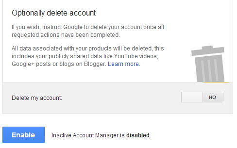 manager de cont inactiv Google