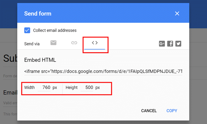 Fișe Google, formular de contact