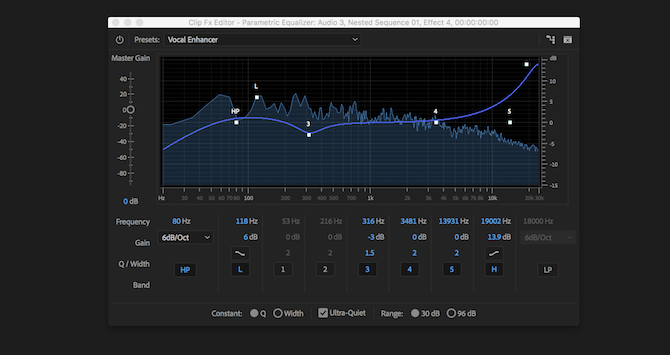 Efect de egalizator parametric Premiere Pro