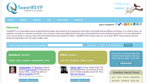 6 aplicații web Twitter pentru a pune întrebări de la o mulțime de Twitter TweetRSVP