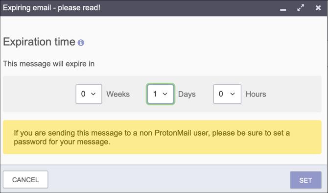 E-mail ProtonMail care expiră