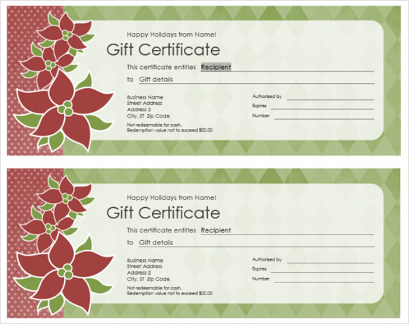 Șabloane de certificat cadou microsoft office poinsettia