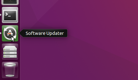 Software Updater în bara Unity Launcher