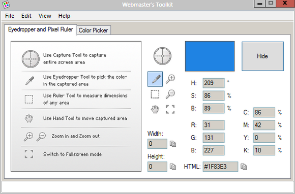 selector de culori de pe desktop