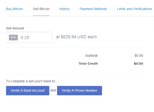 CoinBase Vinde bitcoins