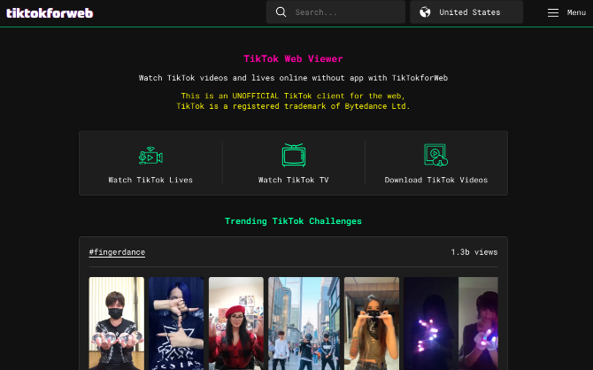 TikTok pentru Web este singurul client web neoficial care navighează pe computere TikTok