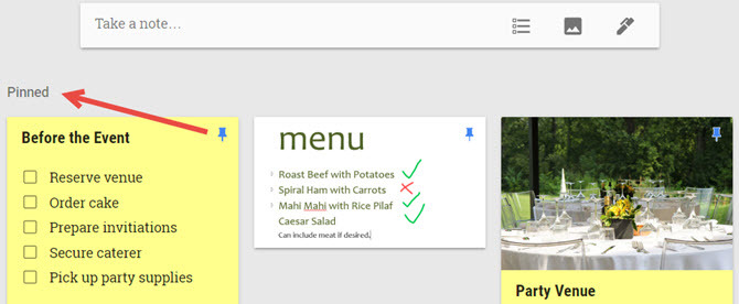 google păstrează evenimentele fixate note
