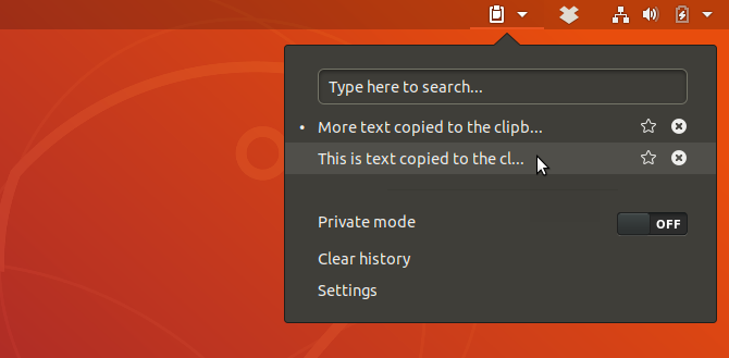 Clipboard Indicator extensia GNOME