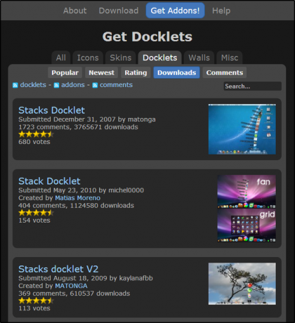 RocketDock + Stock Docklet: Nu doar un Dock, ci și o soluție completă de organizare pentru desktop [Windows] RocketDock Addons Stacks Docklet 2 no browser