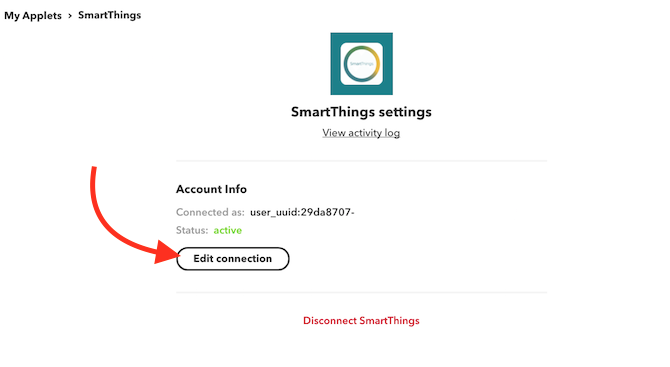 Cum să configurați și să utilizați sistemul dvs. SmartThings Samsung editați conexiunea la ifttt