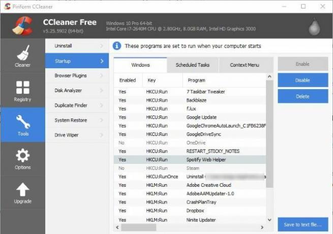 6 sfaturi CCleaner și trucuri pentru curățarea eficientă a computerului 02 CCleaner Dezactivează articolele de pornire