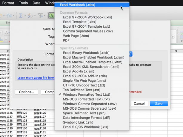 Excel-export-opțiuni