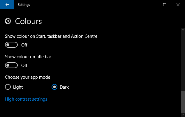 Windows 10 modul întunecat