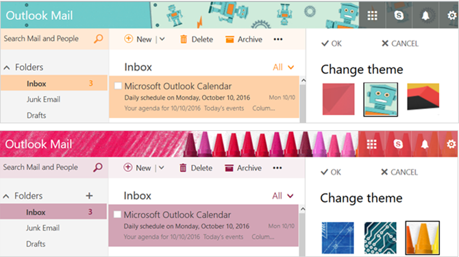 Nou Outlook.com - Teme