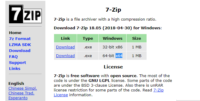 Versiune 7-Zip pe 64 de biți