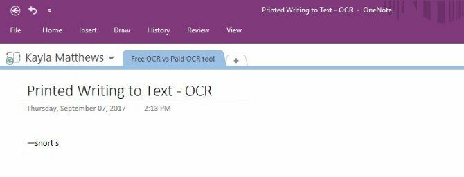 recunoașterea optică a caracterelor onenote