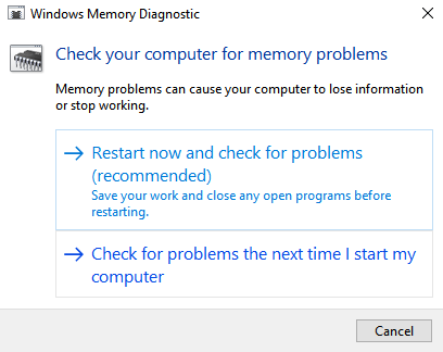 diagnostic de memorie Windows