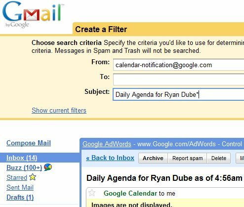 Găsește-ți timpul cu actualizări Google Calendar, Blog și stare gmailfilter5