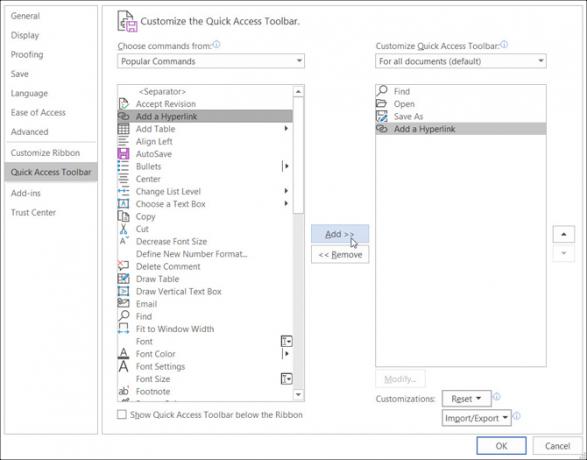 Setări Bara de instrumente de acces rapid Windows