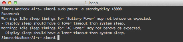 -Change-terminal standbydelay