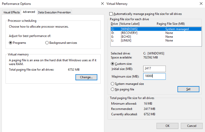 Resetați memoria virtuală Windows 10