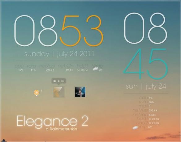 Cele mai bune piei Rainmeter pentru un desktop minimalist - Elegance 2