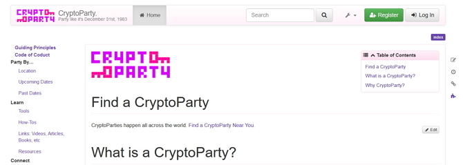 3 motive pentru a fi optimist cu privire la viitorul confidențialității online Screenshot de site-ul Cryptoparty