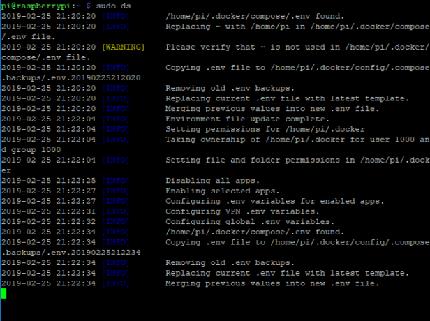 Jurnal de configurare final Dockstarter