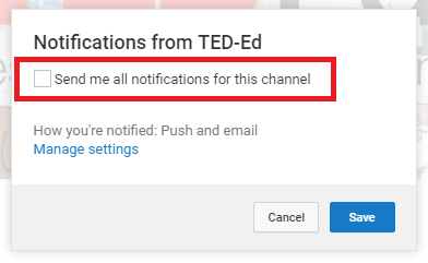 activare notificare YouTube