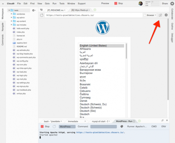 instalați wordpress pe cloud 9 9