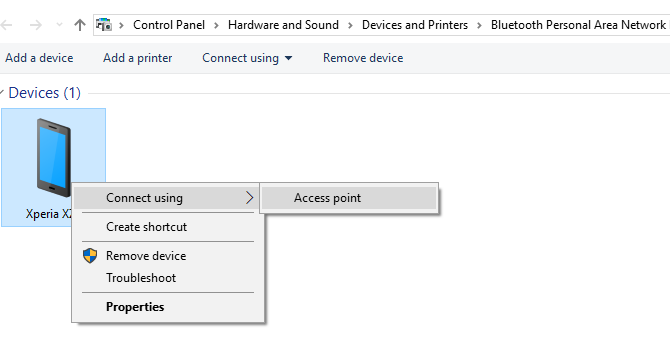 Conectați-vă la un punct de acces de conectare Android prin Bluetooth în Windows 10