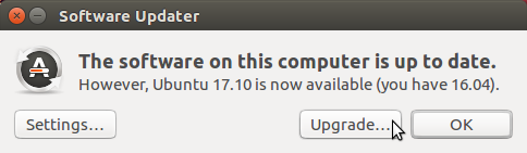 Notificare că Ubuntu 17.10 este disponibil