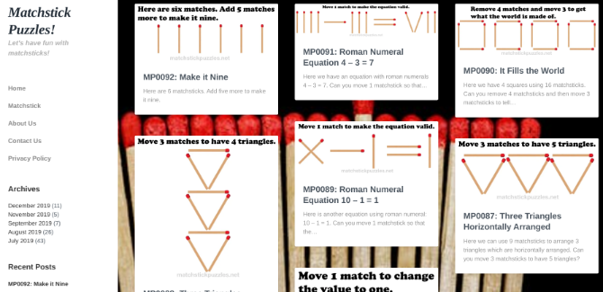 Matchstick Puzzles are 92 de ghicitori diferite pentru logică și gândire laterală, bazate pe ghicitori clasice de bătaie