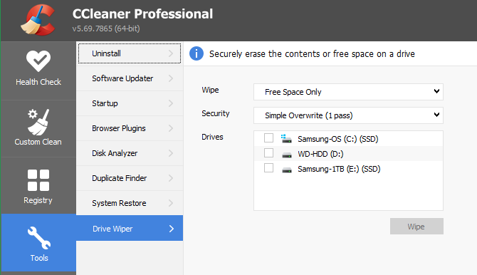 Ştergător de unitate CCleaner